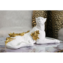 LÉOPARD BLANC/OR CM 53X21,5X24