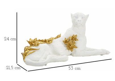 LÉOPARD BLANC/OR CM 53X21,5X24