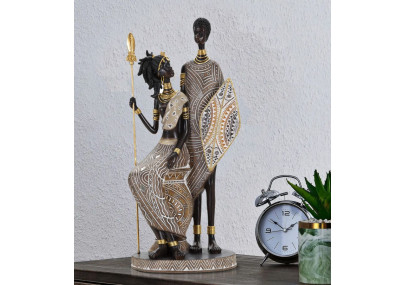 FAMILLE TRIBALE MASAI CM 16,5X11,5X38