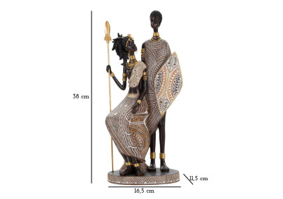 FAMILLE TRIBALE MASAI CM 16,5X11,5X38