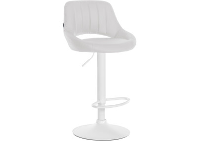 Tabouret de bar Milet, similicuir, blanc blanc