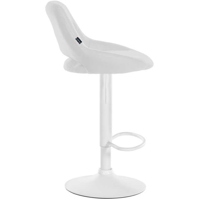 Tabouret de bar Milet, similicuir, blanc blanc