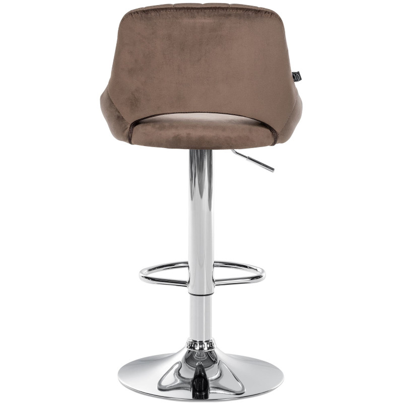 Tabouret de bar en velours Milet, chromé brun