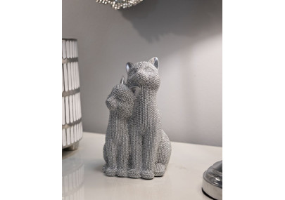 PAREJA DE GATOS BRILLANTES CM 13X10X21