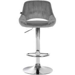 Tabouret de bar Milet, velours, chrome, gris foncé