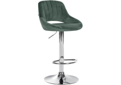 Tabouret de bar en velours Milet, chromé vert