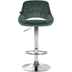 Tabouret de bar en velours Milet, chromé vert
