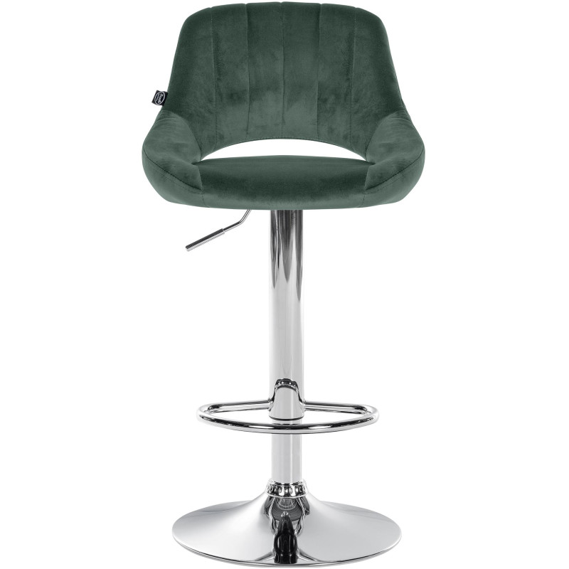 Tabouret de bar en velours Milet, chromé vert