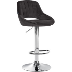 Tabouret de bar en velours Milet, chromé noir