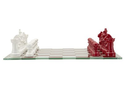 JOGO DE XADREZ VERMELHO/BRANCO CM 61X61X14
