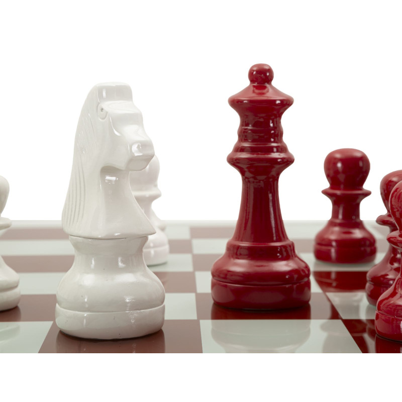 JEU D'ÉCHIQUIERS ROUGE/BLANC CM 61X61X14
