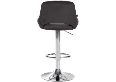 Tabouret de bar en velours Milet, chromé noir