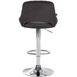Tabouret de bar en velours Milet, chromé noir