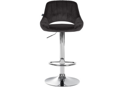 Tabouret de bar en velours Milet, chromé noir