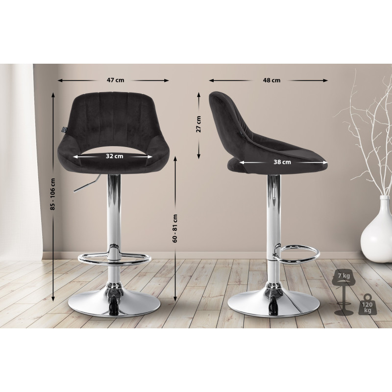 Barhocker Milet Samt chrom