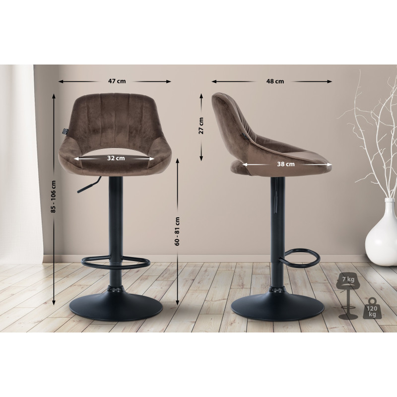 Barhocker Milet Samt schwarz