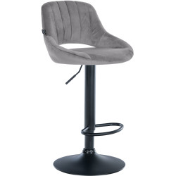 Tabouret de bar Milet, velours, noir/gris foncé