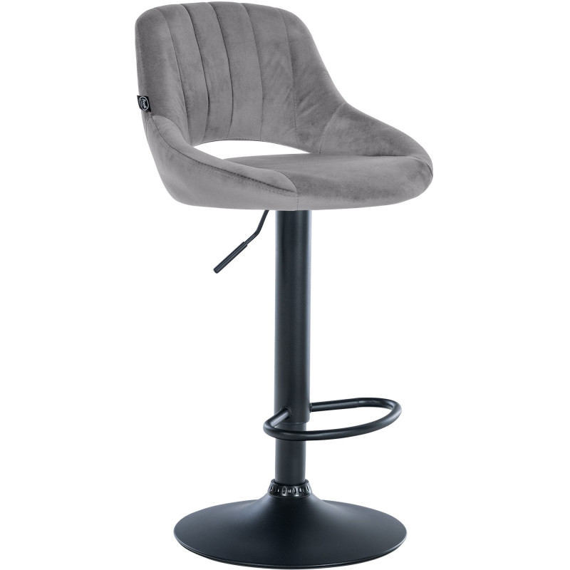Tabouret de bar Milet en velours noir gris foncé
