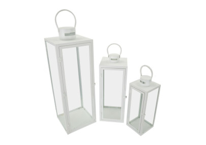 LANTERNE BLANCHE LOT DE 3 PCS CM 22X22X66-18X18X49,5-14X14X39