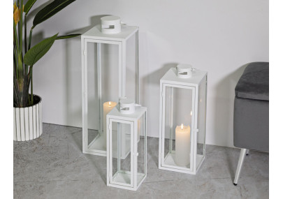 LANTERNE BLANCHE LOT DE 3 PCS CM 22X22X66-18X18X49,5-14X14X39