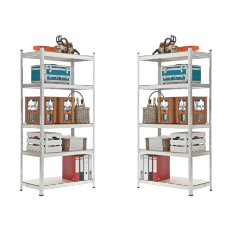 2 étagères enfichables 90x40x180 argentées