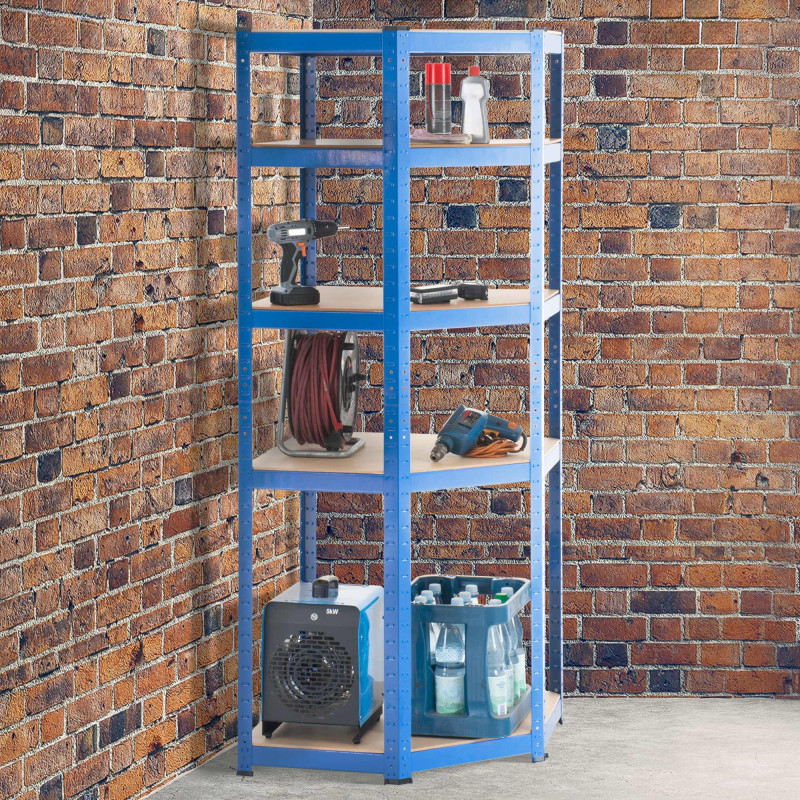Scaffale Angolare FLINT in Metallo blu,100x80x180 cm