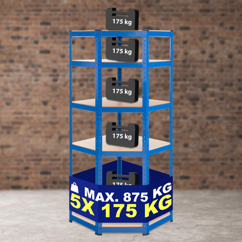 Scaffale Angolare FLINT in Metallo blu,100x80x180 cm