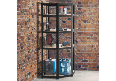 Scaffale Angolare FLINT in Metallo nero,100x80x180 cm