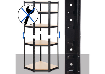 Scaffale Angolare FLINT in Metallo nero,100x80x180 cm