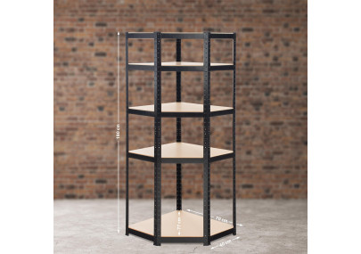 Scaffale Angolare FLINT in Metallo nero,100x80x180 cm