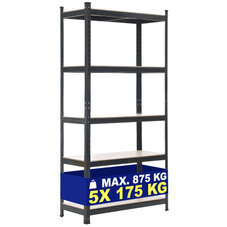 Estantería Metálica de Almacenaje Galvanizada Negro,90x40x180 cm