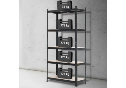 Scaffale Magazzino Alta Portata 875 Kg nero,90x40x180 cm