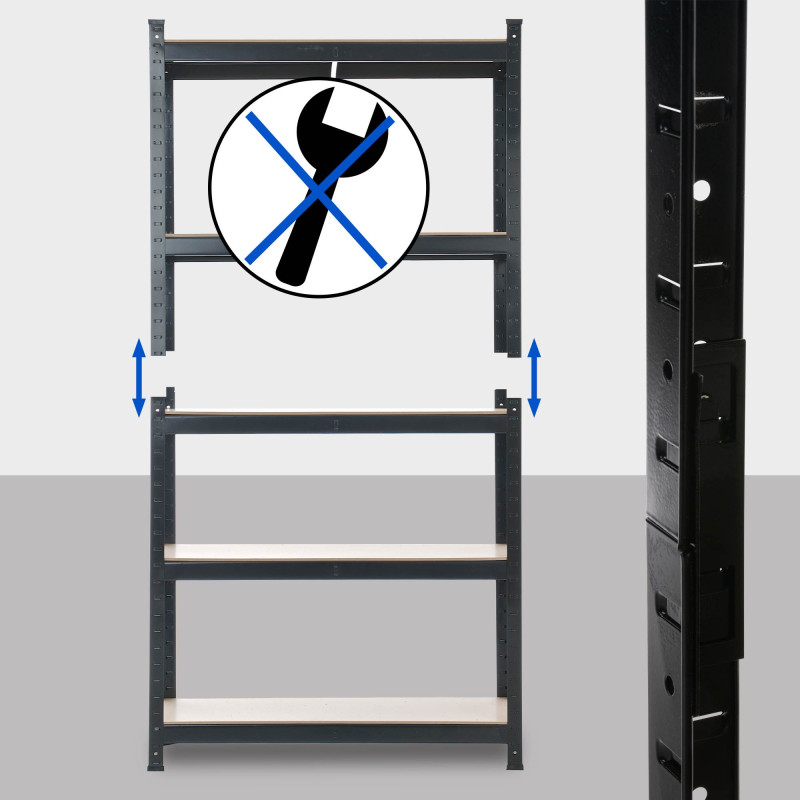 Estantería Metálica de Almacenaje Galvanizada Negro,90x40x180 cm