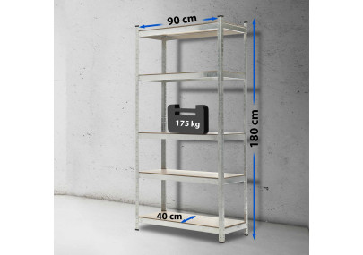 Estantería Metálica de Almacenaje Galvanizada Plateado,90x40x180 cm
