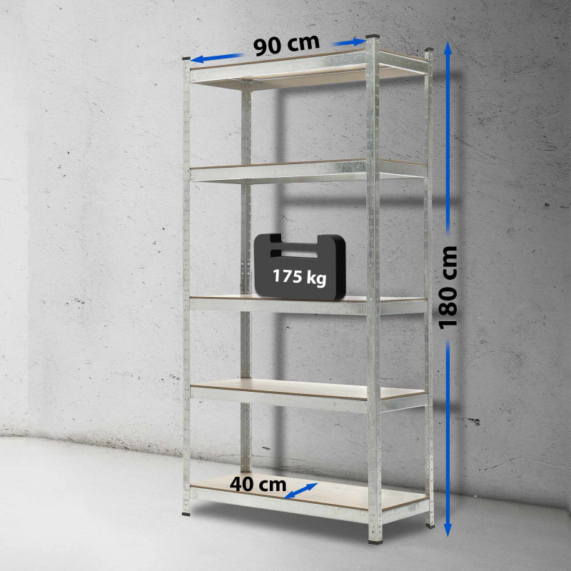 ?tag?re de rangement 90 x 40 x 180 cm argent?e