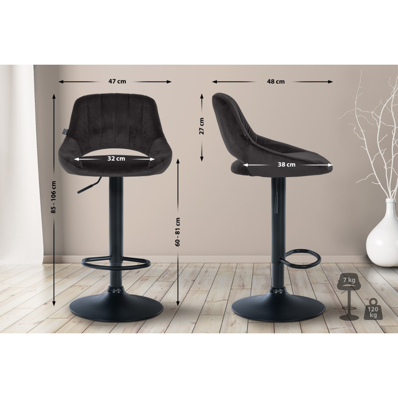 Barhocker Milet Samt schwarz