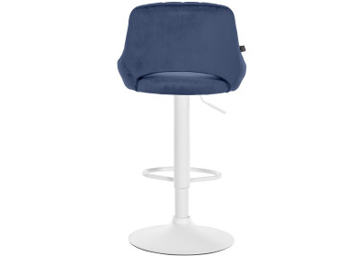 Tabouret de bar Milet en velours blanc bleu