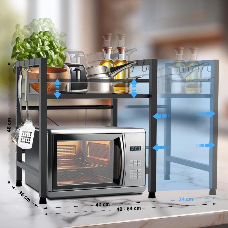 ?tag?re ? micro-ondes ? 2 niveaux Marana, noire