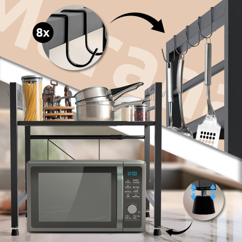 Support pour micro-ondes à 2 niveaux Marana noir