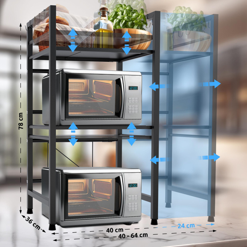 ?tag?re ? micro-ondes ? 3 niveaux Marana, noire
