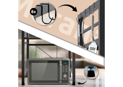 Estante Marana para microondas Negro,de 3 niveles