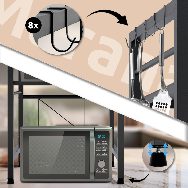 ?tag?re ? micro-ondes ? 3 niveaux Marana, noire