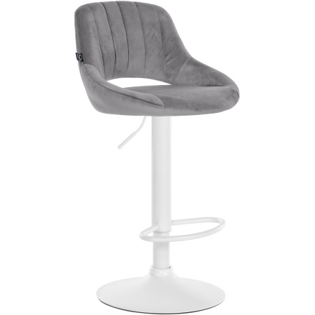 Tabouret de bar Milet en velours blanc gris foncé