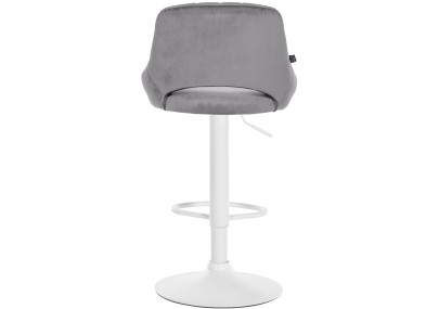 Tabouret de bar Milet, velours, blanc/gris foncé