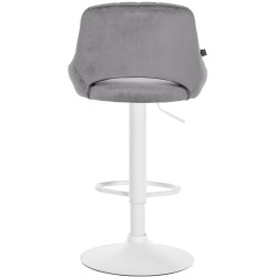 Tabouret de bar Milet, velours, blanc/gris foncé