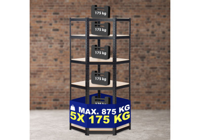 Estantería de Esquina Flint Negro,100x80x180 cm