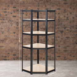 Scaffale Angolare FLINT in Metallo nero,100x80x180 cm