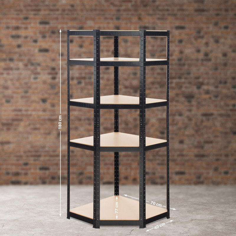 Scaffale Angolare FLINT in Metallo nero,100x80x180 cm