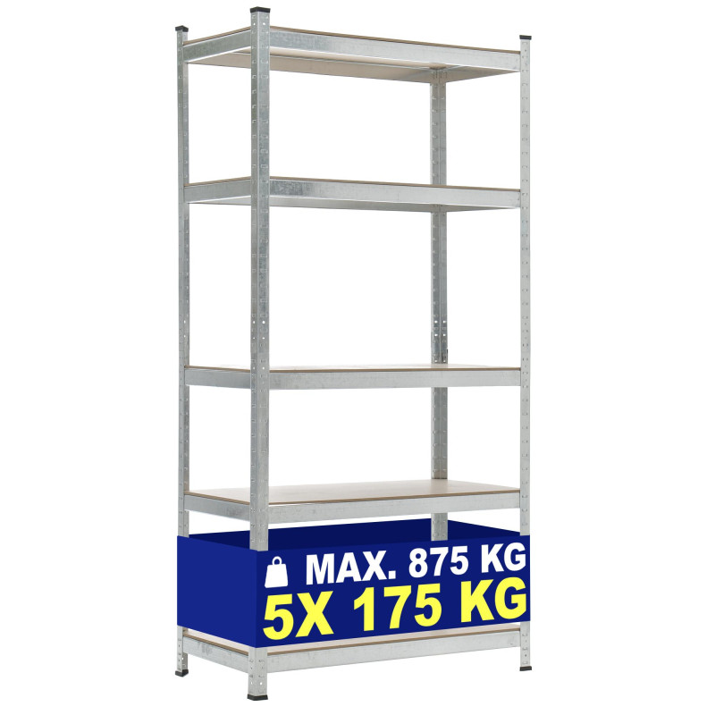 Scaffale Magazzino Alta Portata 875 Kg argento,90x40x180 cm