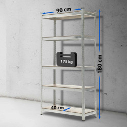 Scaffale Magazzino Alta Portata 875 Kg argento,90x40x180 cm